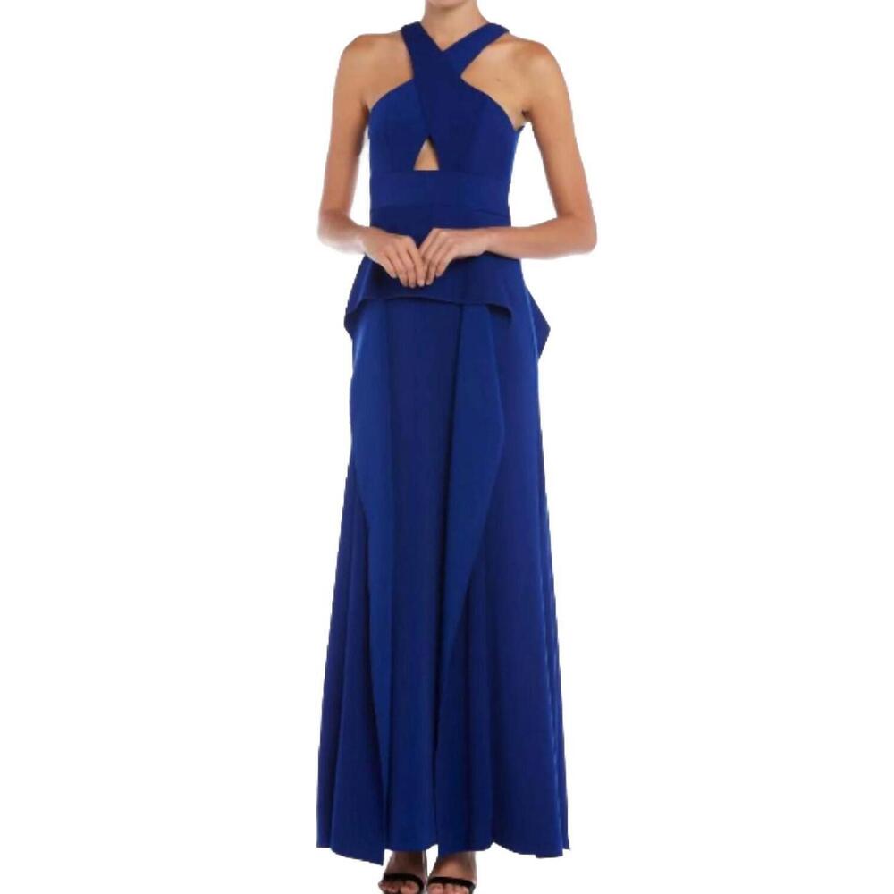 NEW ISSUE NEW YORK cutout overlay gown in royal blue